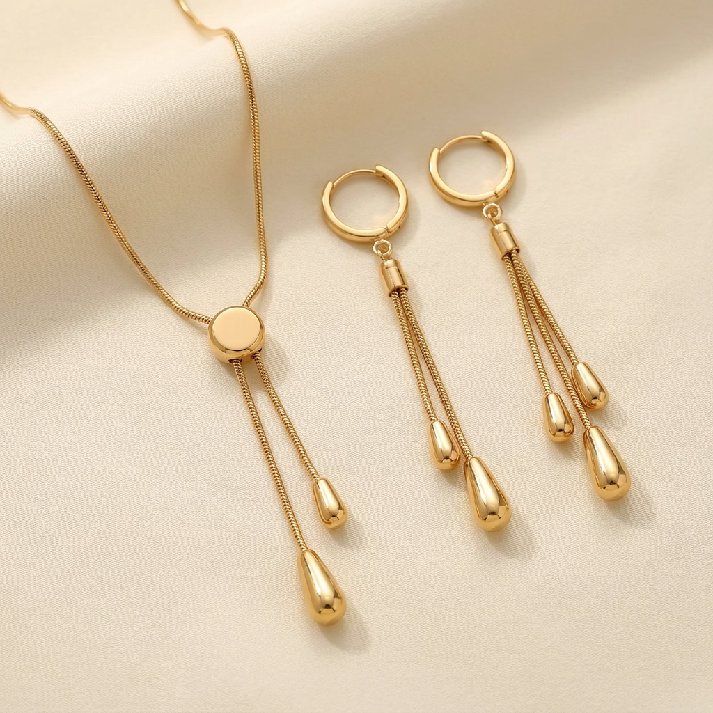 Gold jewellery set detail photograph