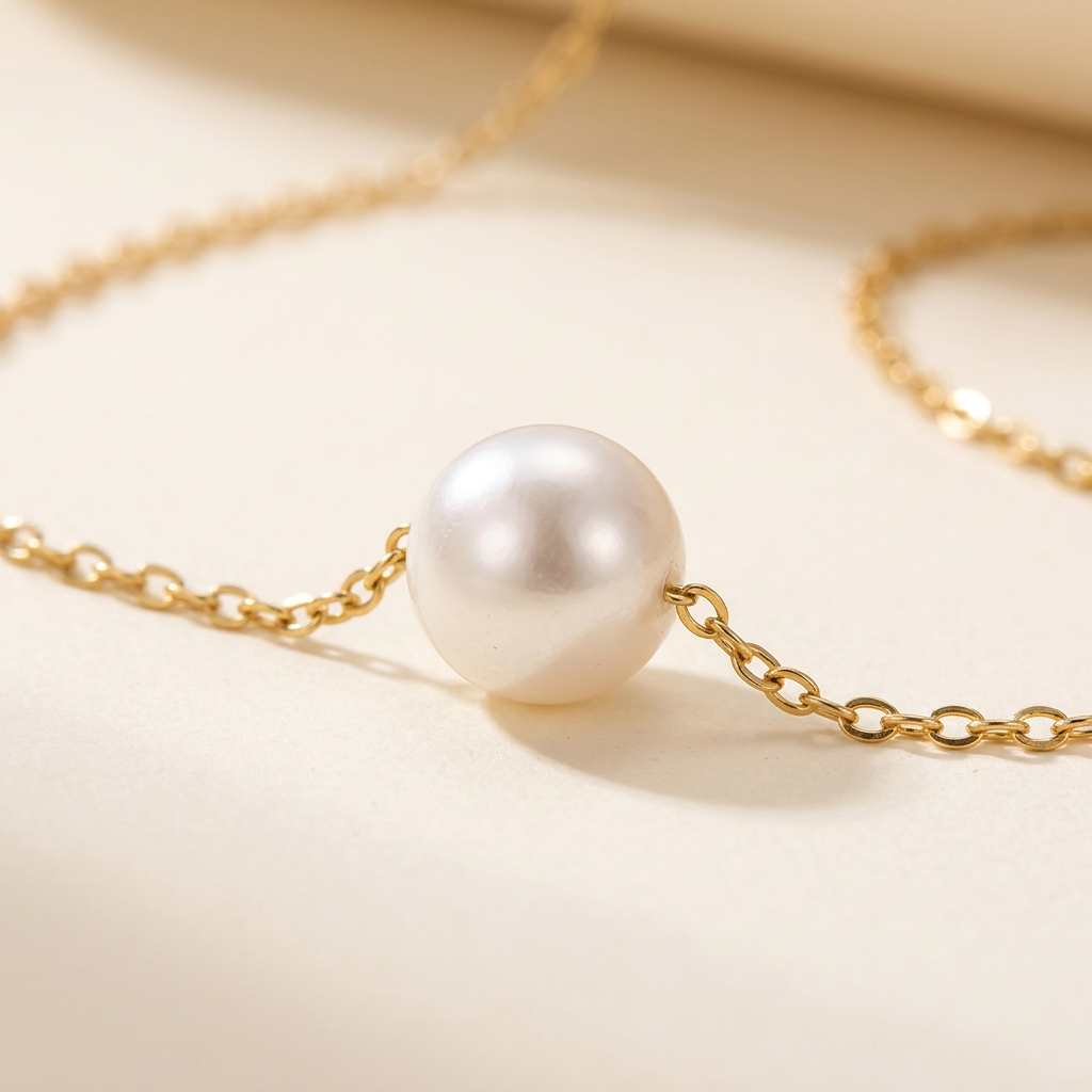 Pearl and gold chain detail