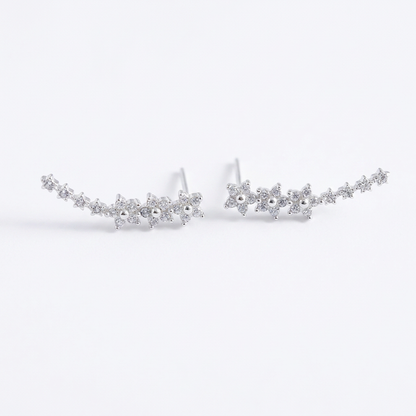 Silver-tone earrings on a clean white background