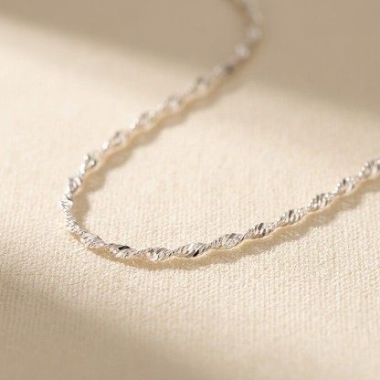 Silver twisted chain detail close-up
